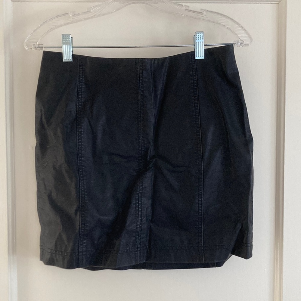 Free People Black Leather Mini Skirt